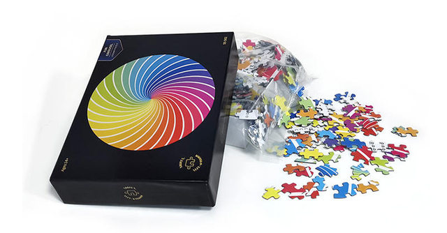 Adults Rainbow Geometrical Gradient Color Earth Moon Large Round Jigsaw Puzzles 500 Pieces