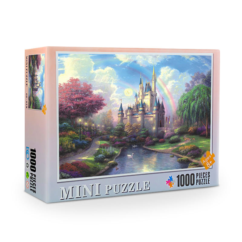 Adult Decompression mini puzzle piece key chain White Card Paper Puzzle 1000 Pieces Jigsaw Puzzle