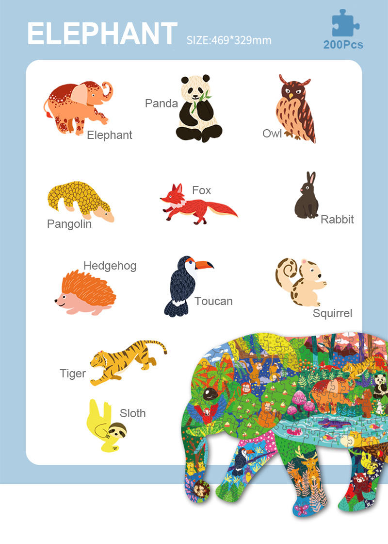 Factory Price Custom sublimation puzzle DIY Paper kids game Toys jigsaw puzzle animal
