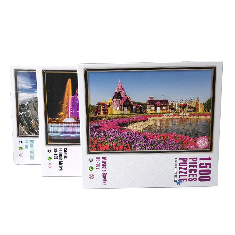 High Quality Custom Printed Die-cut Gray Cardboard IQ Game Toys Adult Jigsaw Puzzles