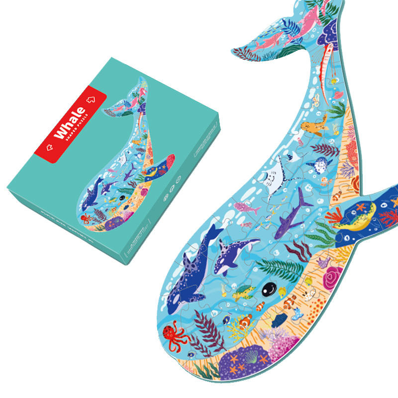 Toi Baby Early Education Intellectual Toys pcs Whale Paper Cardboard Kids Jigsaw Puzzle for kids