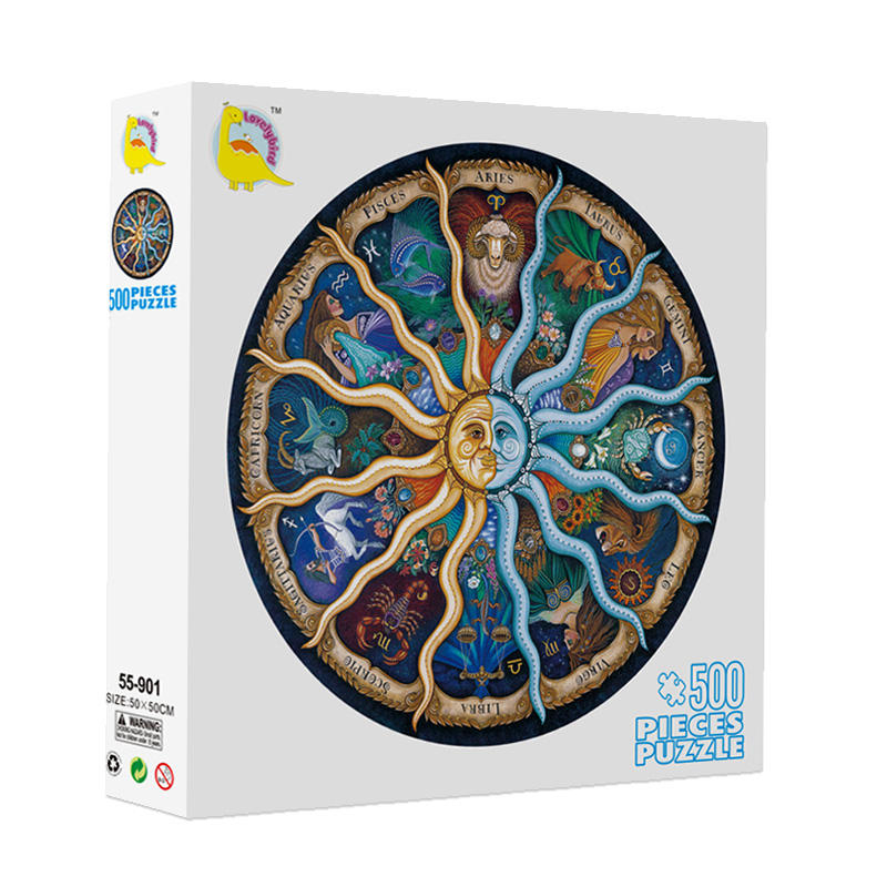 Adults Round Jigsaw Puzzles 500 Pieces Puzzle- DIY custom Constellation Circular Jigsaw Puzzles