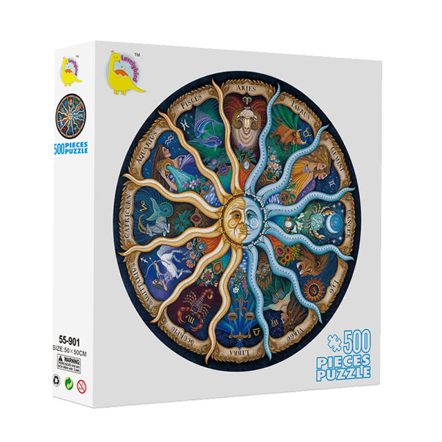 Educational Toys Adults Game 500 Pieces Round Puzzles 12 Constellation Palace Jigsaw Puzzles For Teens