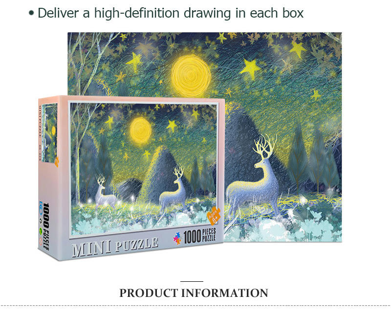 1000 Pieces Mini White Cardboard Jigsaw Puzzle For Adults Toys