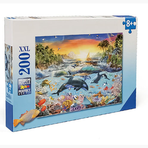 Custom Educational Children Toys 200 Pieces Blue Cardboard Paper Jigsaw Puzzles For Kids