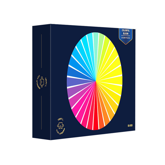 Adults Rainbow Geometrical Gradient Color Earth Moon Large Round Jigsaw Puzzles 500 Pieces