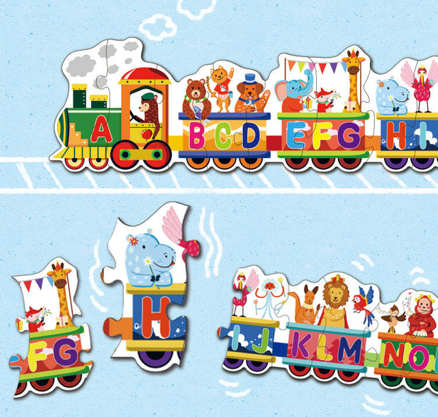 Eco Friendly Kids Cartoon Toys Puzzle 12 And 16 Piece 2 In 1 Wooden Jigsaw Puzzle