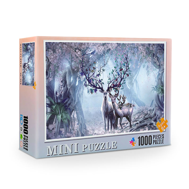 Factory production wholesale and retail white card paper mini puzzle educational toy 1000 piece jigsaw puzzle