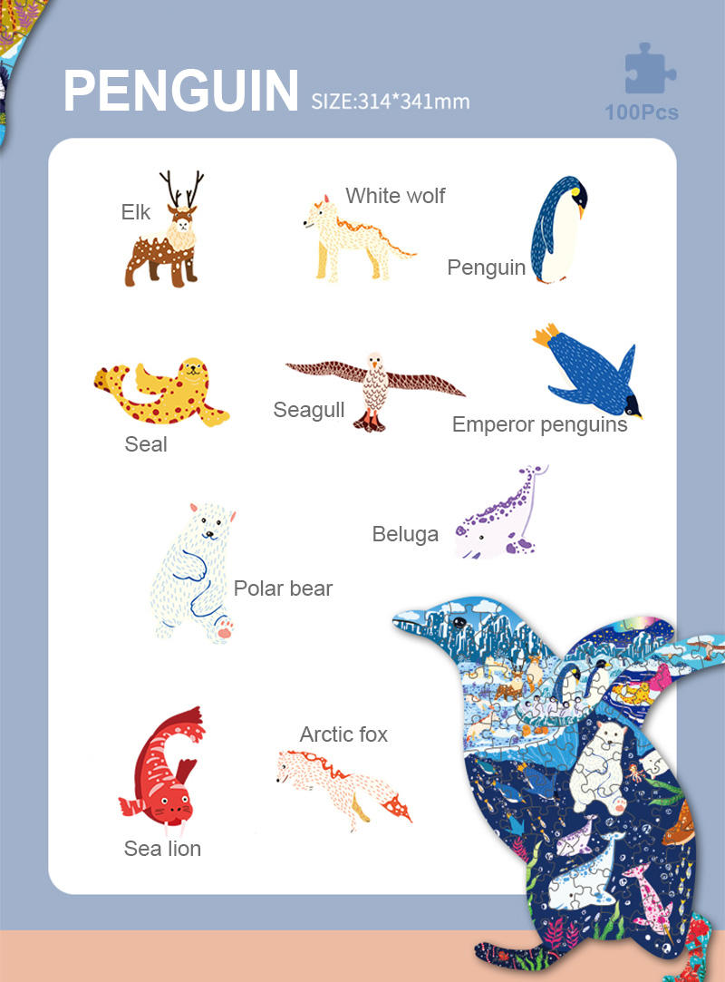 Factory Price Custom sublimation puzzle DIY Paper kids game Toys jigsaw puzzle animal