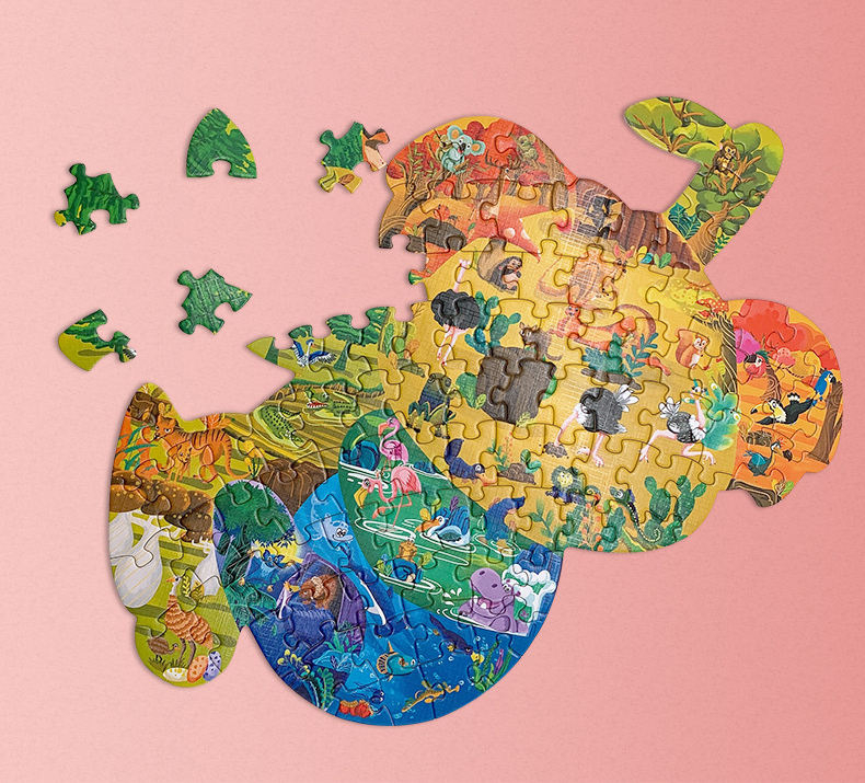 Eco Friendly Kids Cartoon Toys Puzzle 12 And 16 Piece 2 In 1 Wooden Jigsaw Puzzle