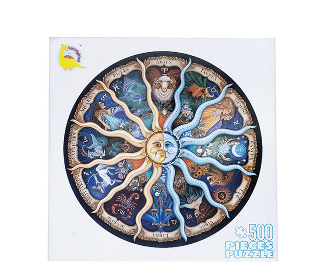 500 Pieces Zodiac Constellation Educational Toys Games Cardboard Round Funny Jigsaw Puzzle