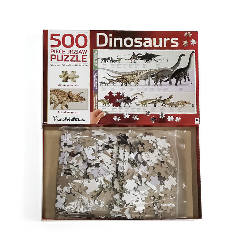 Wholesale Adults Toys Games Puzzles Gray Cardboard Dinosaur Pattern Jigsaw Puzzles
