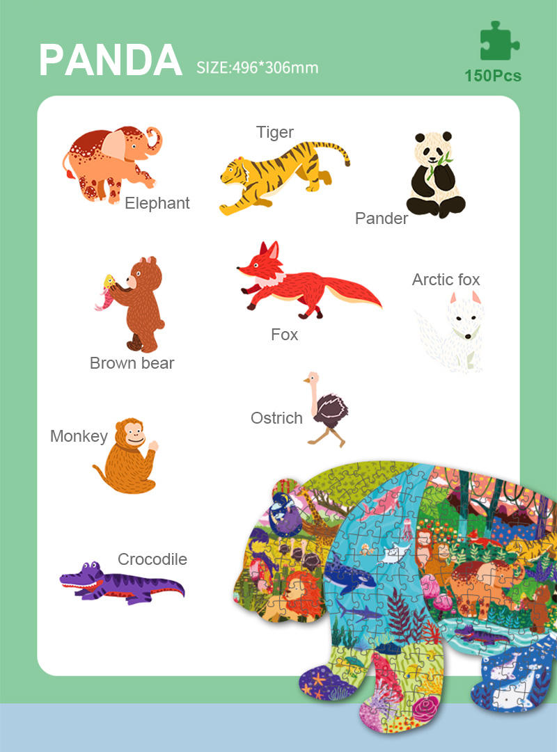 Factory Price Custom sublimation puzzle DIY Paper kids game Toys jigsaw puzzle animal
