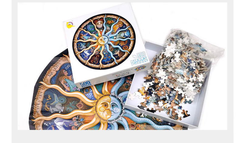 500 Pieces Zodiac Constellation Educational Toys Games Cardboard Round Funny Jigsaw Puzzle